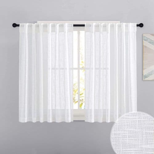 Semi-Sheer Linen Curtain Panels White