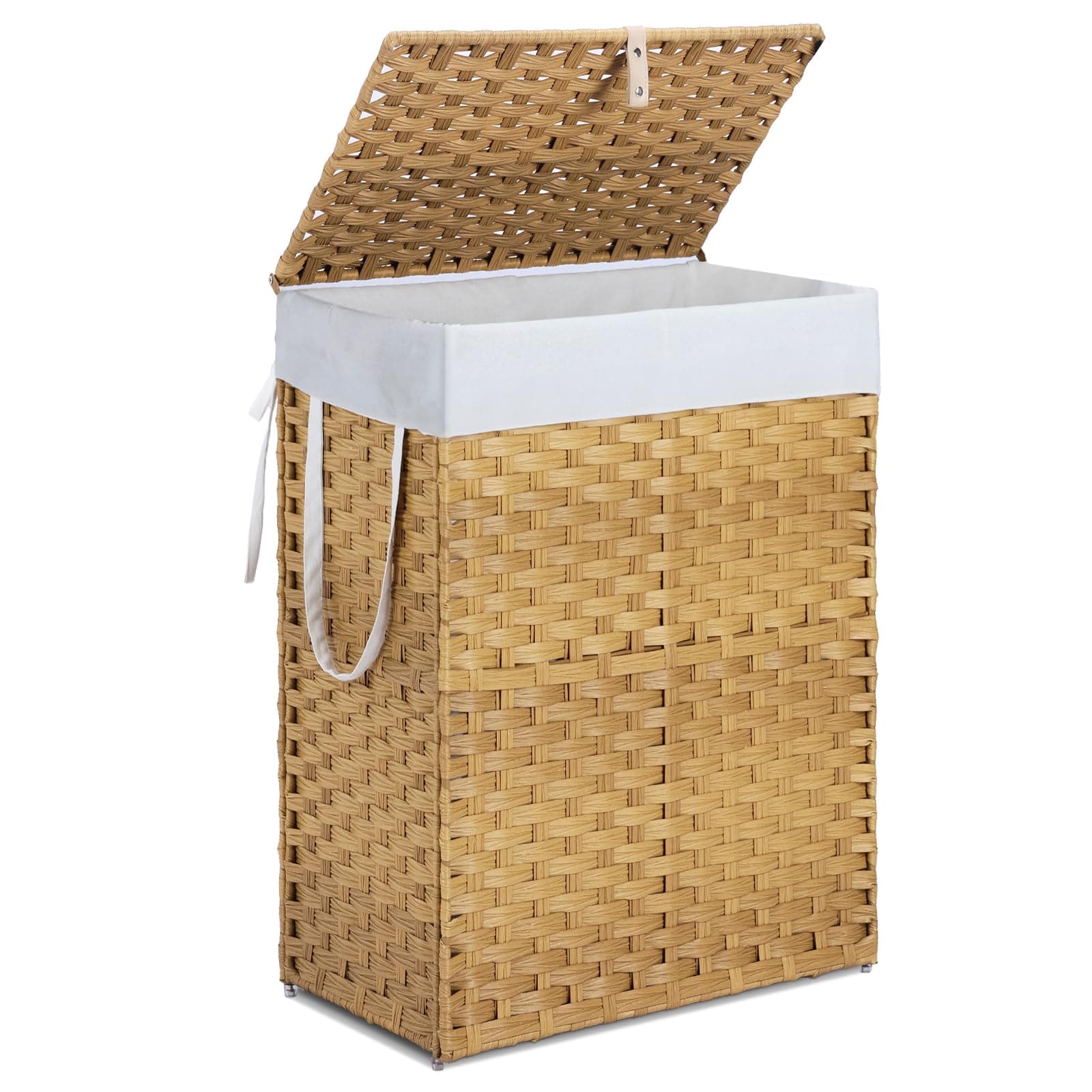 SEWACC Bamboo Round Laundry Hamper with Lid