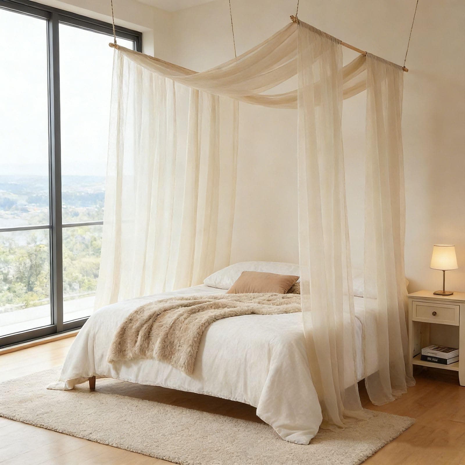 Sheer Bed Canopy Curtains Drapes Full Queen King Size