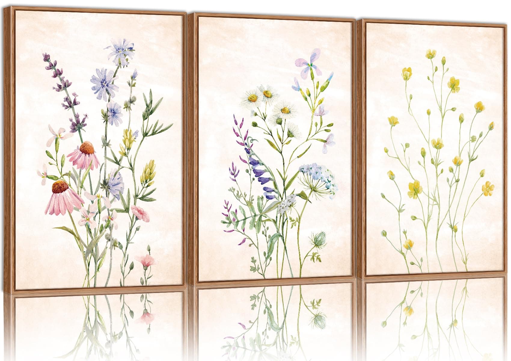 SIGNINART Watercolor Wildflower Framed Canvas Art