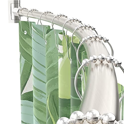 Silver Curved Shower Rod, Aluminum Adjustable, 29-49 in.
