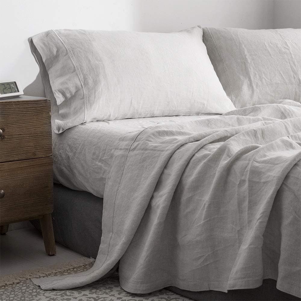 Simple and Opulence 100% Pure Linen Sheet Set Queen (4-Piece)