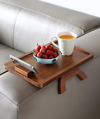 SINWANT Bamboo Sofa Arm Tray with Rotating Tray