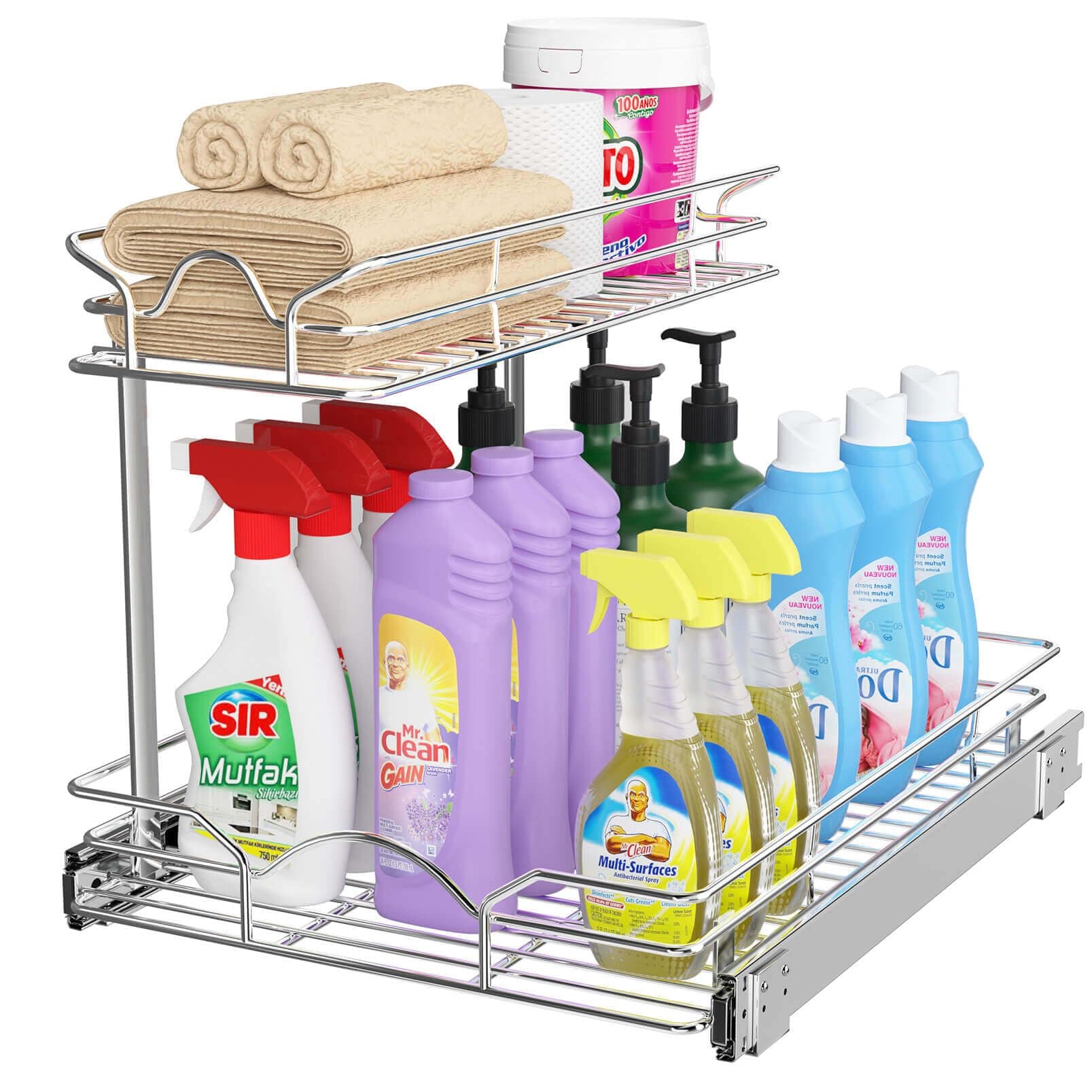 Two-Tier Sliding Cabinet Pull-Out Shelf Organizer