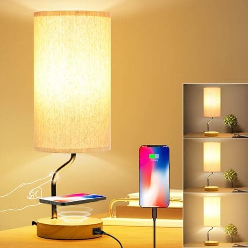 Small Bedside Lamp with USB Charging Port