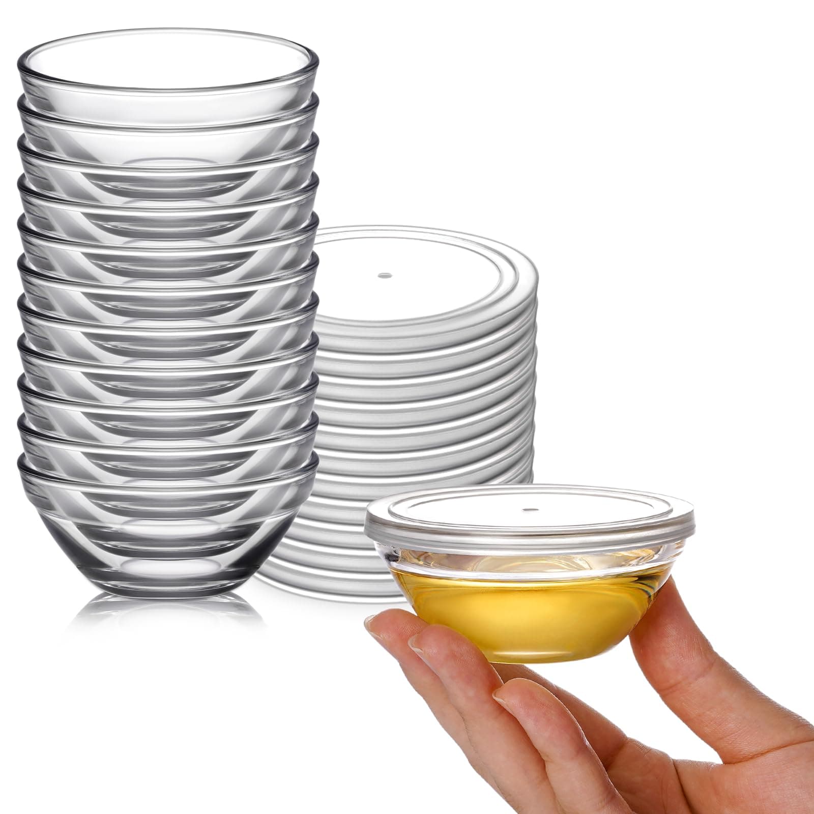 Glass Prep Bowl Set with Small Lids 4 Piece