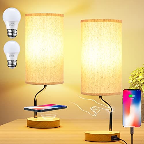 Smart Dimmable Bedside Lamp with Wireless Charging