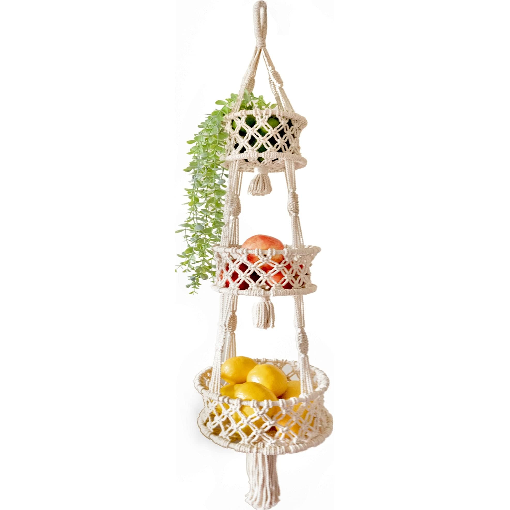 SnugLife Macrame 3-Tier Hanging Basket
