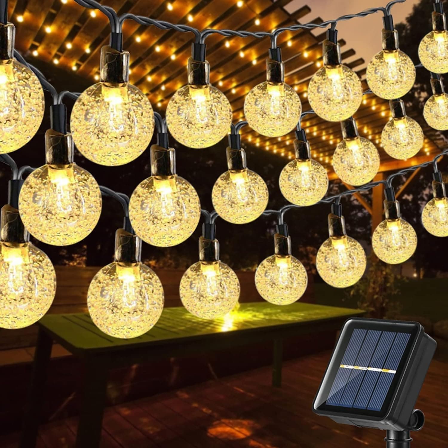 Solar Globe String Lights (Warm White, 25ft)