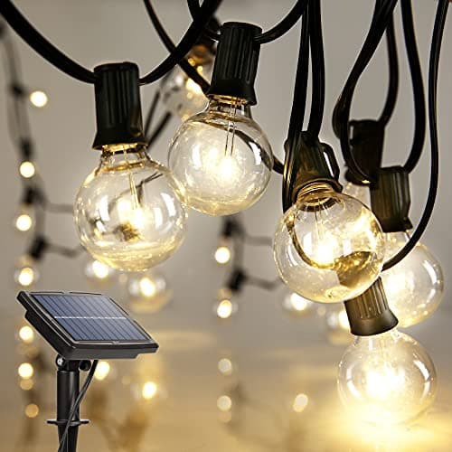 Solar Porch String Lights Warm White (27 ft, 25 Bulbs)
