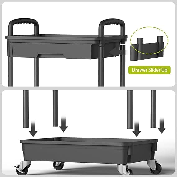 Sorgion 3-Tier Rolling Cart Black