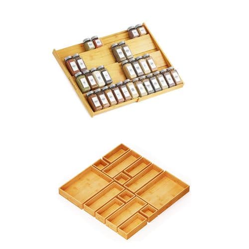 SpaceAid Bamboo Spice Drawer Organizer