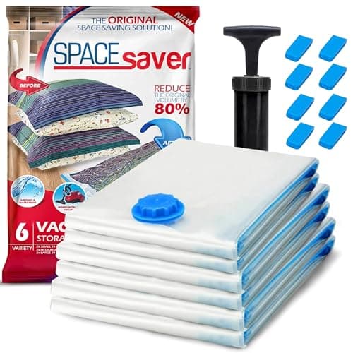 Spacesaver Premium Vacuum Storage Bags Jumbo 6 Pack with Hand Pump