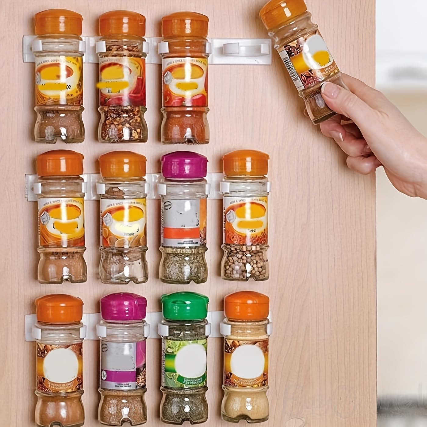 Spice Gripper Clips Cabinet Organizer - 4 Strips, 20 Jars