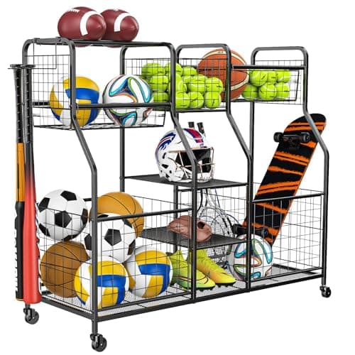 Multi-Sport Equipment Organizer Rack (Balls and Gear)