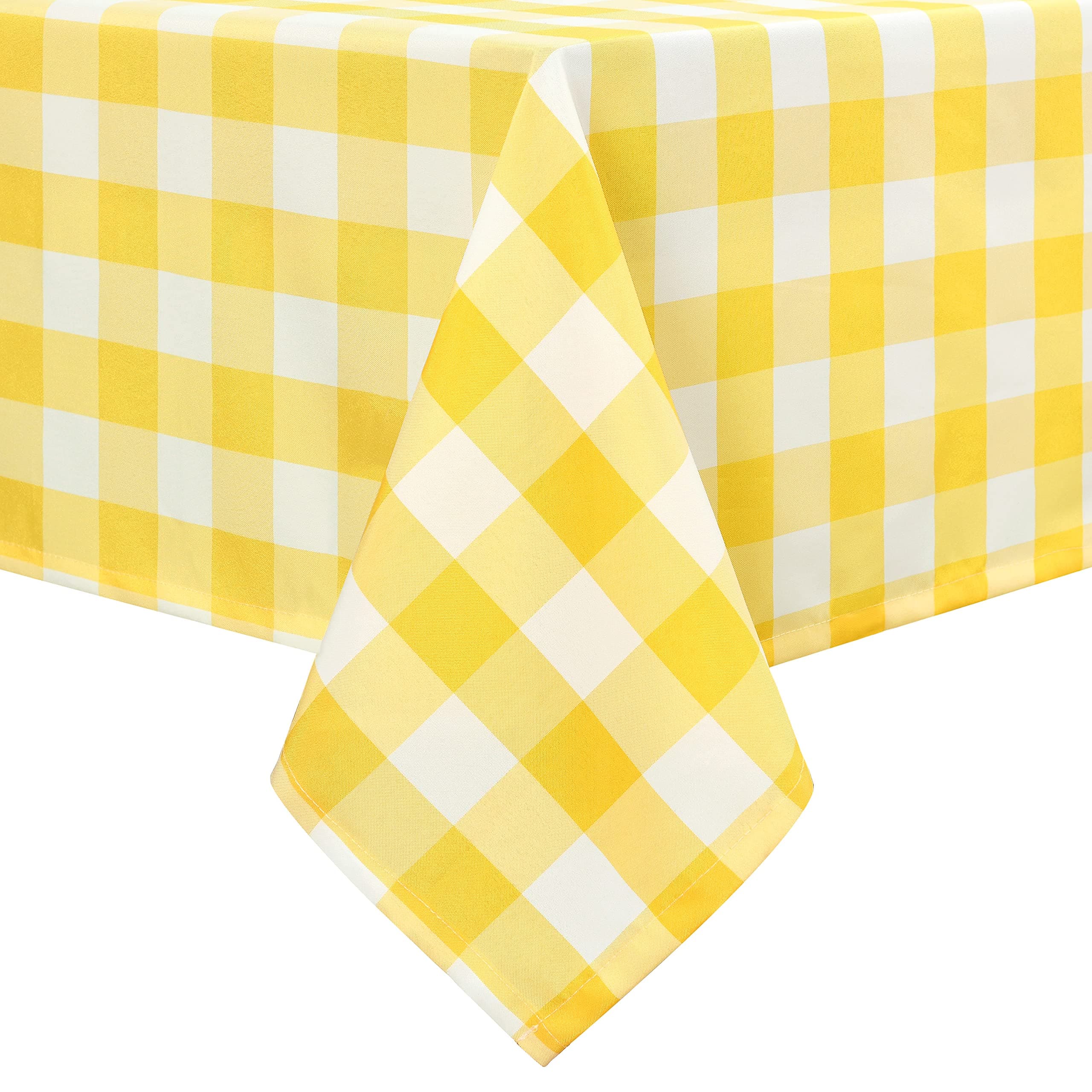 Romanstile Spring Gingham Ruffled Tablecloth, Waterproof Rectangle