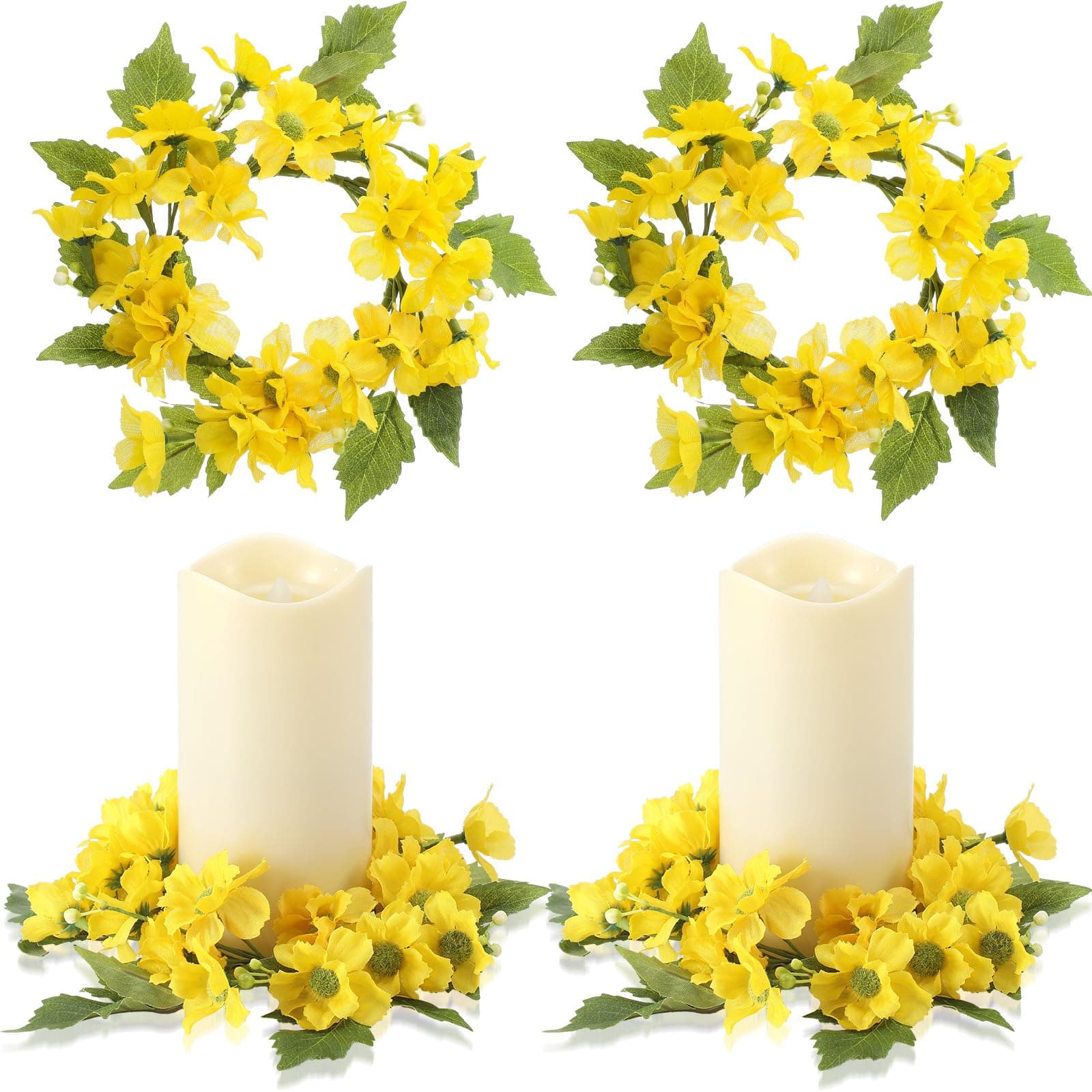 Spring Pillar Candle Set with Tray