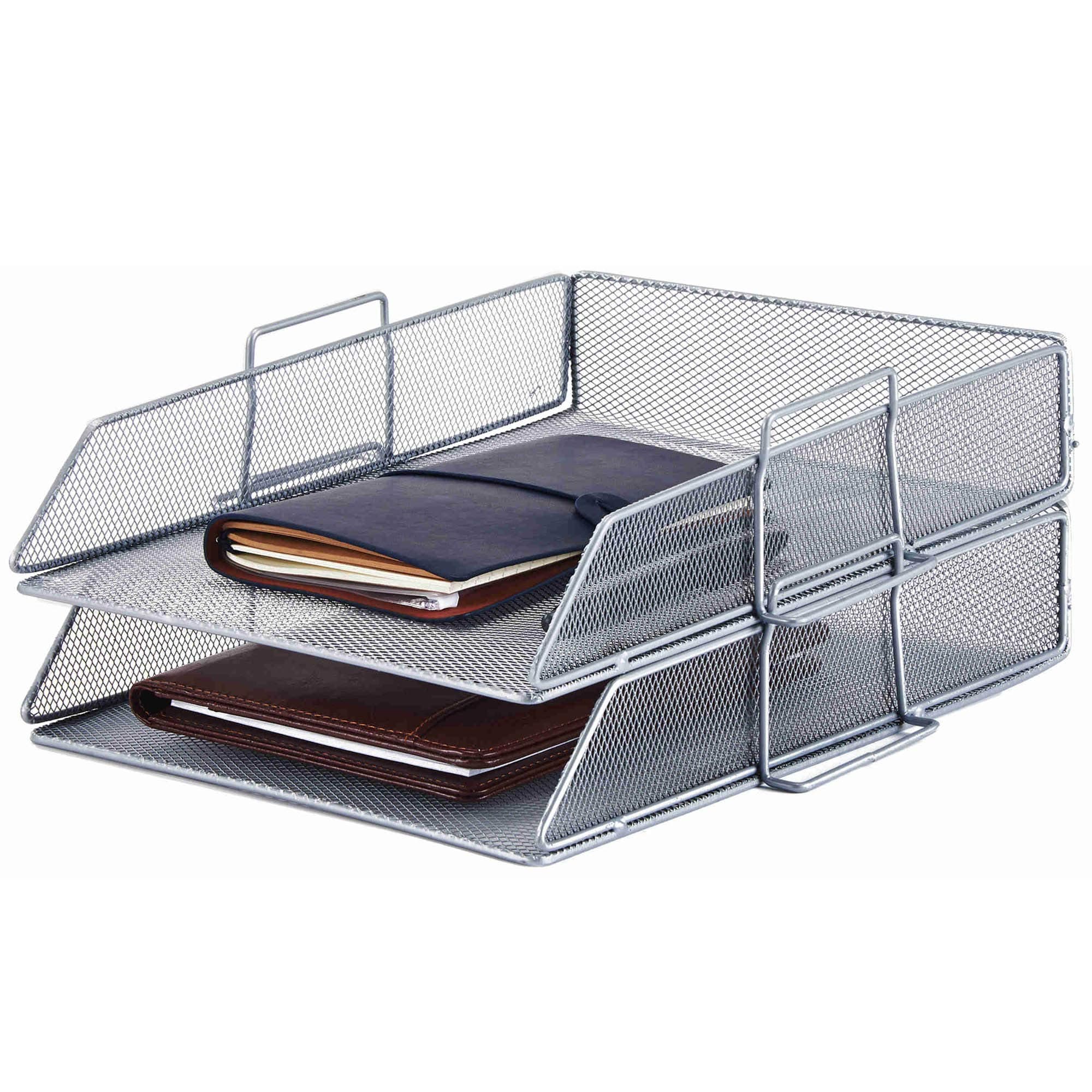 Stackable Letter Holder Organizer - 4 Tier Metal Mesh