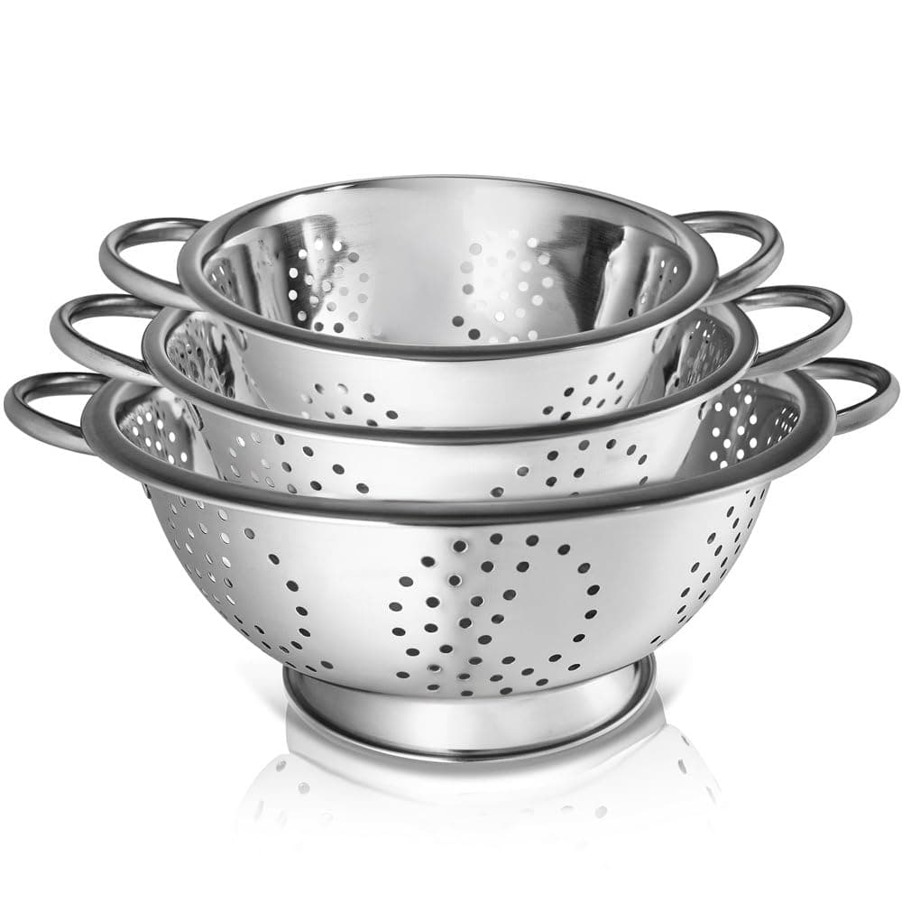 3-Pack Stainless Steel Colander Set with Handles