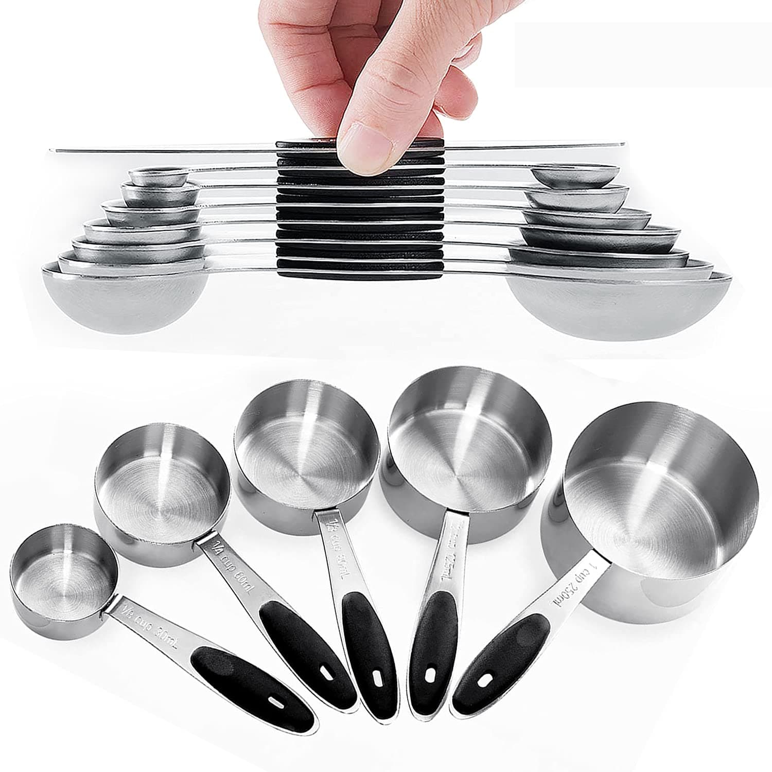Stainless Steel Measuring Cups and Spoons Set of 16