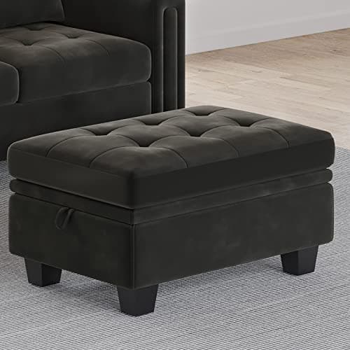 Tufted Round Velvet Storage Ottoman