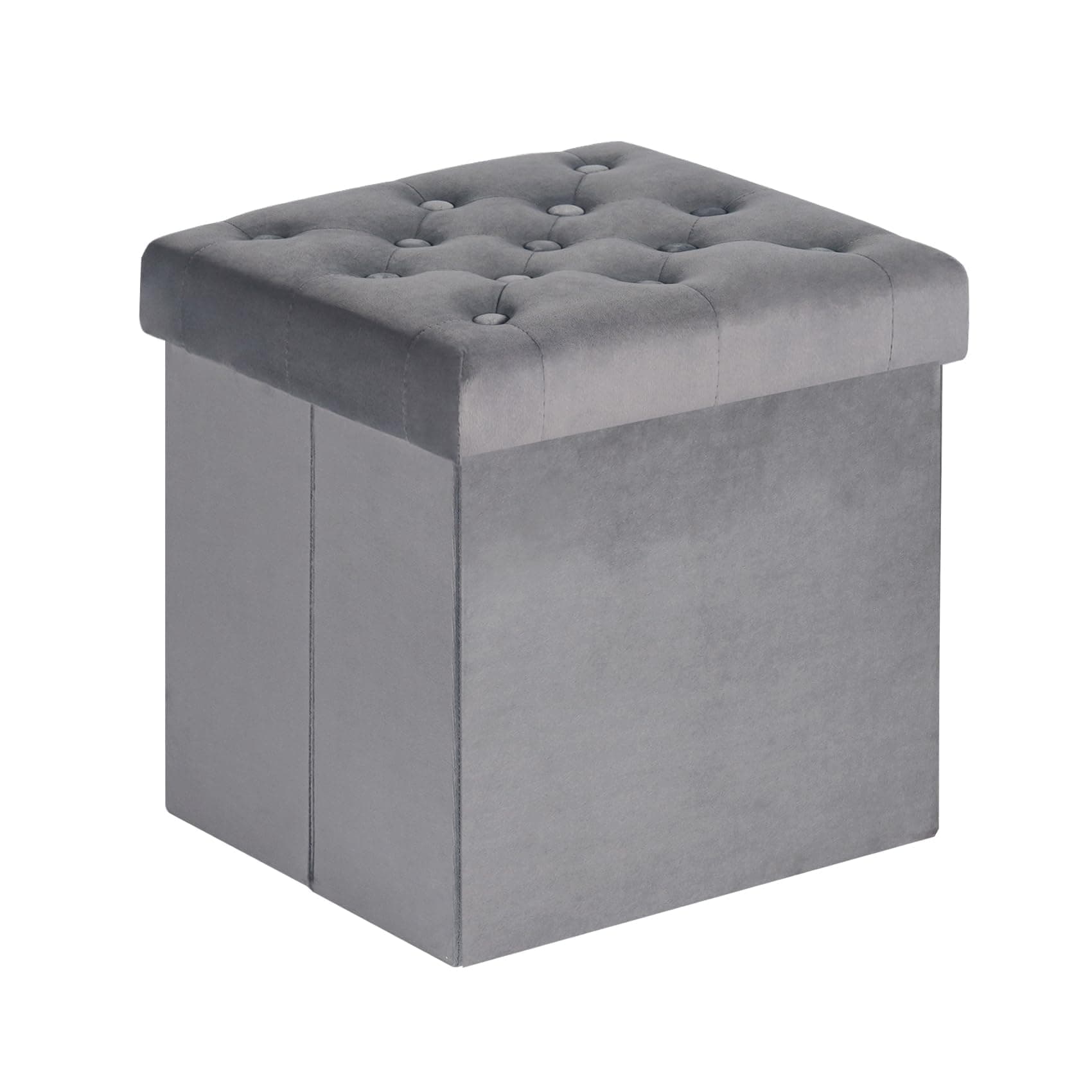Velvet Tufted Storage Ottoman Square