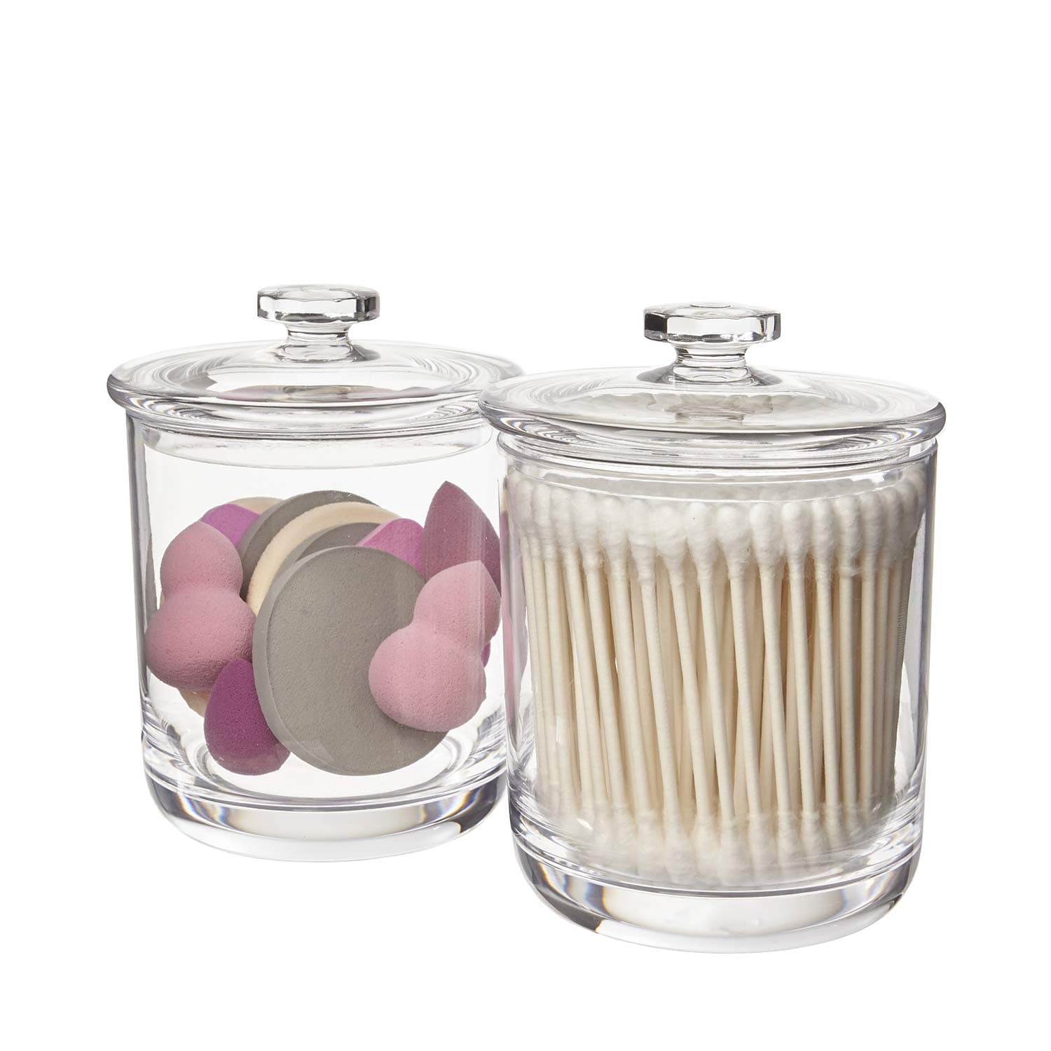 STORi 3-Pack Premium Clear Plastic Qtip and Cotton Ball Holders