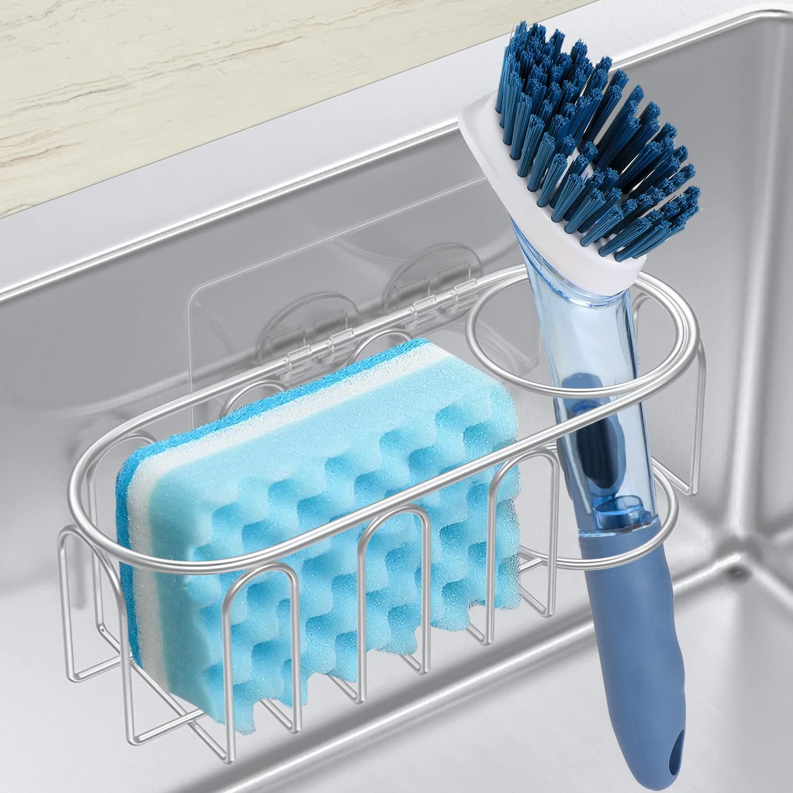 stusgo No-Drill 2-in-1 Kitchen Sponge Caddy