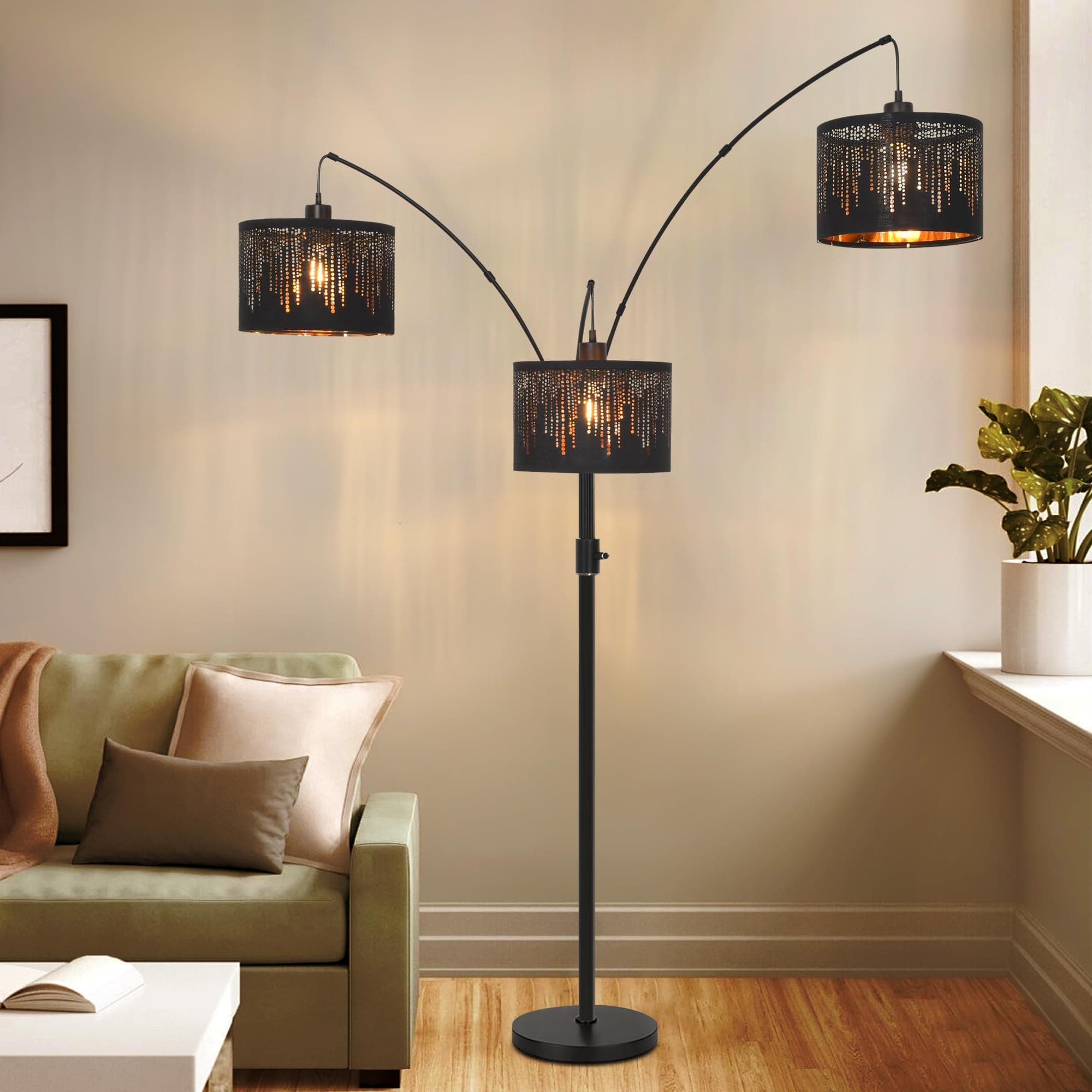 SUNMORY Arc Floor Lamp with Adjustable Hanging Shade
