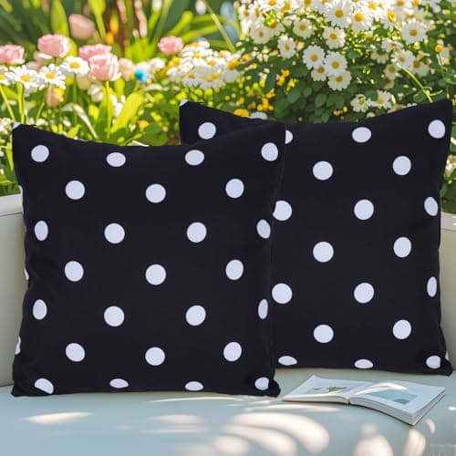 SWANCOCO Floral Outdoor Pillow Covers Waterproof 18x18 Set of 2 Dark Blue