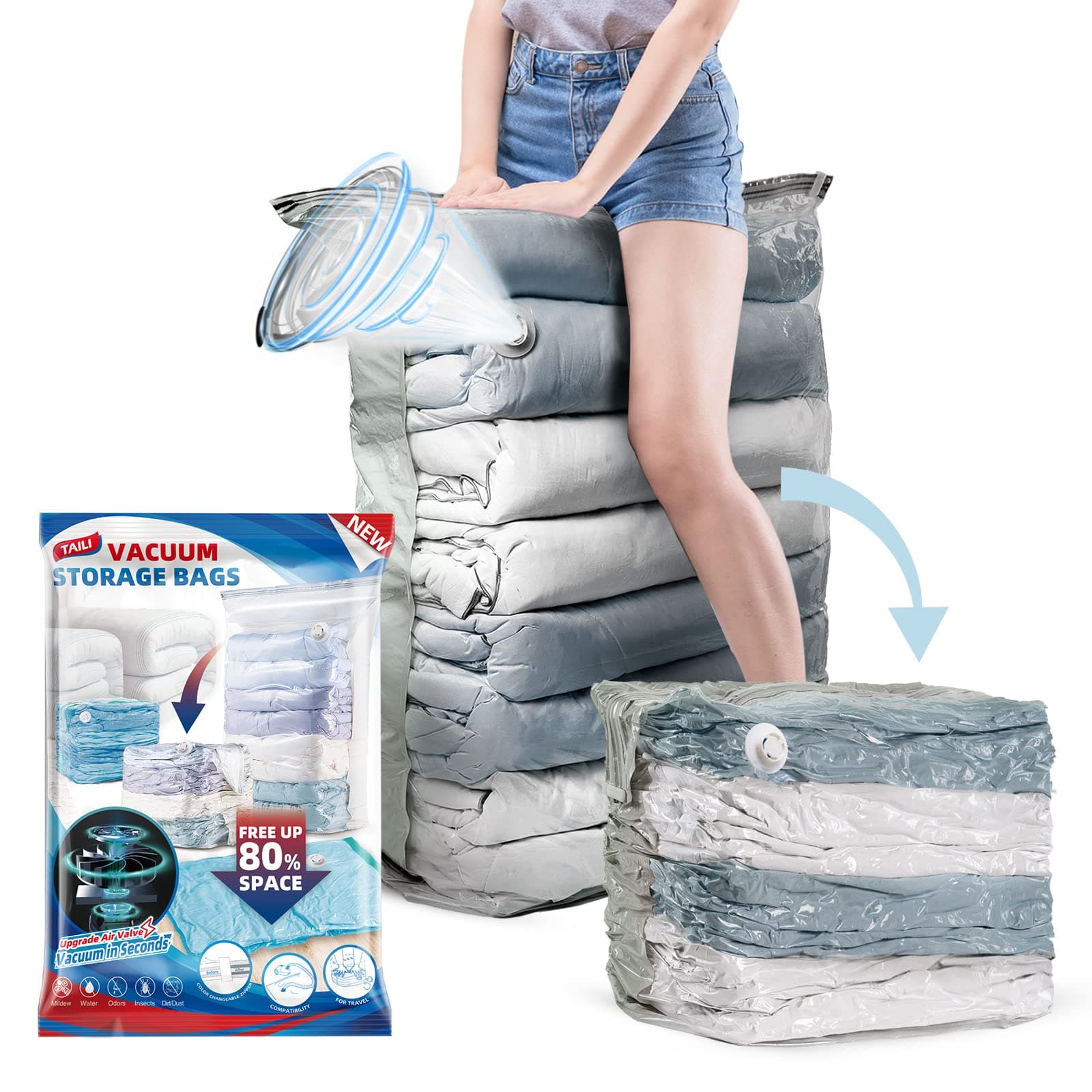 TAILI 6 Pack Vacuum Storage Bags Jumbo Cube 31x40x15 Inch