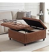 Tbfit Large Upholstered Storage Ottoman Coffee Table