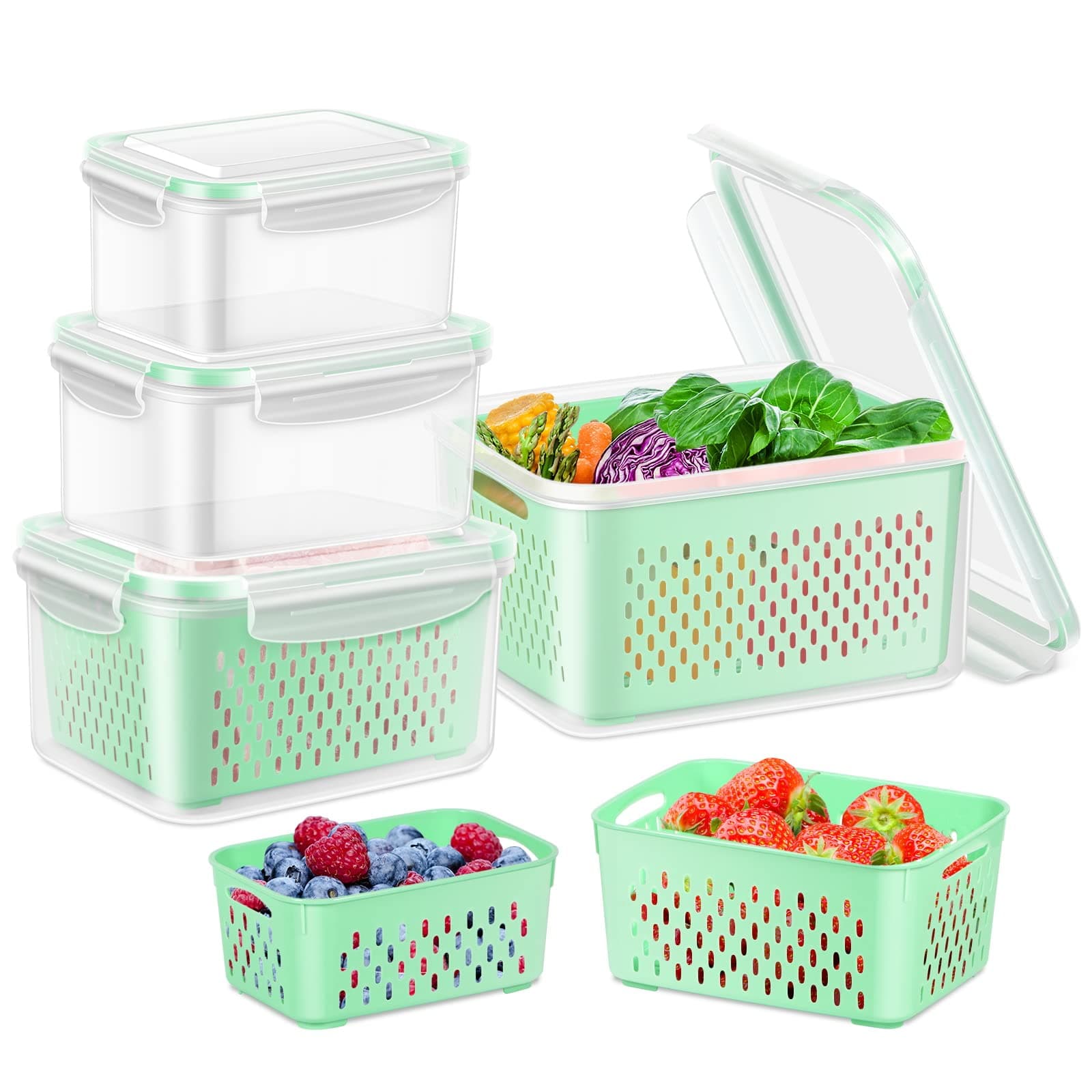TBMax Fruit Storage Containers for Fridge, 4-Pack Large