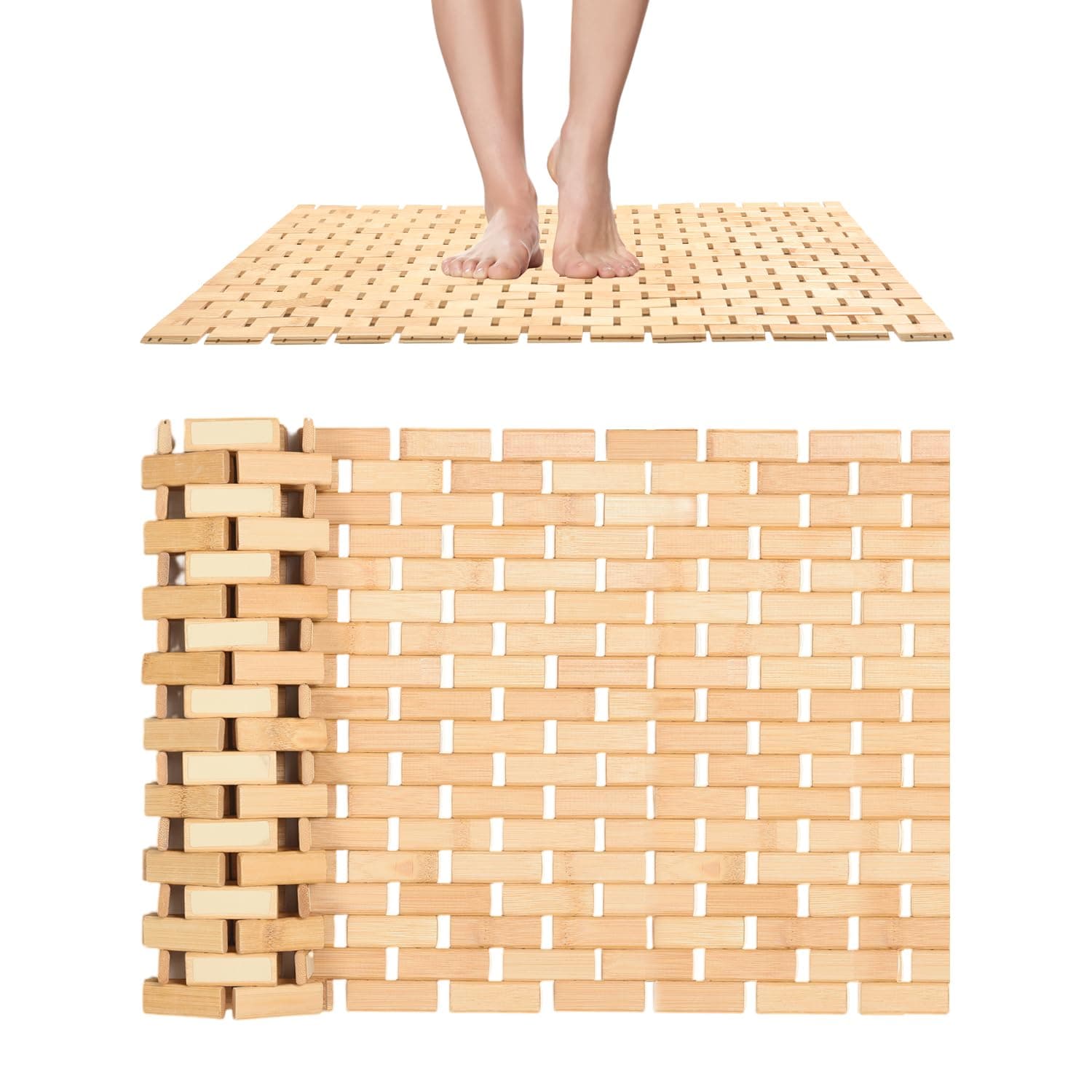 Premium Non-Slip Teak Wood Bath Mat