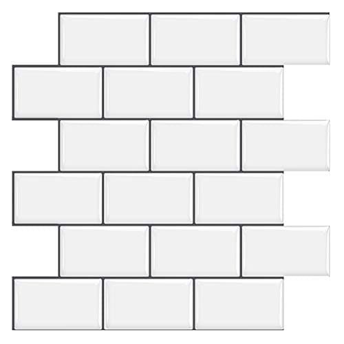 Tic Tac Tiles 10-Sheet Peel and Stick Subway White