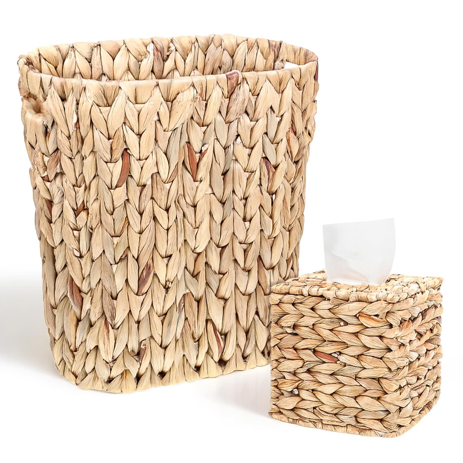 TIDITA Water Hyacinth Rattan Tissue Box Cover with Easy-Refill Bottom