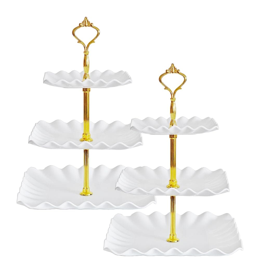 ROYALHOUSE 3-Tier Ceramic Serving Tray Stand