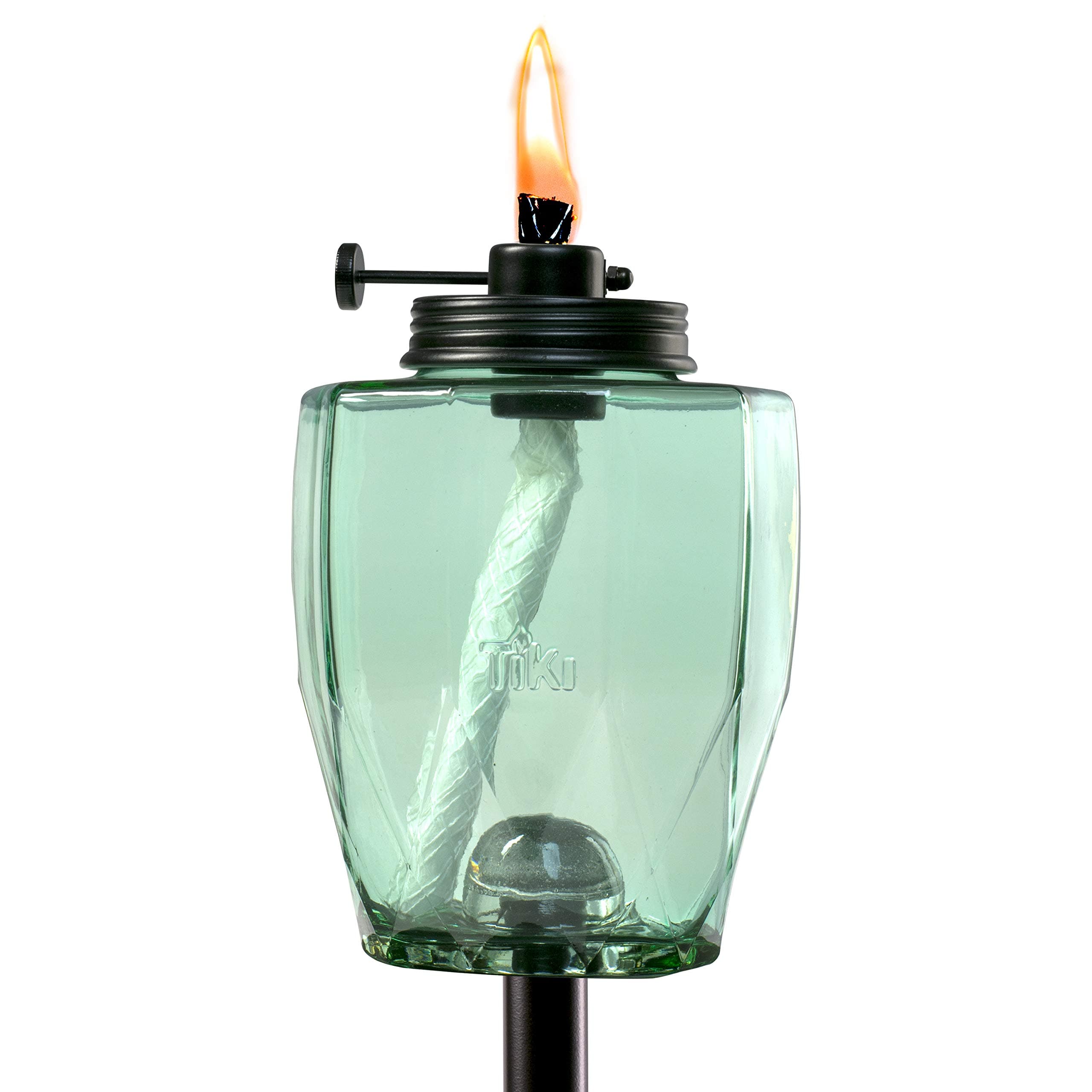TIKI Adjustable Flame 64 in. Glass Torch, Teal