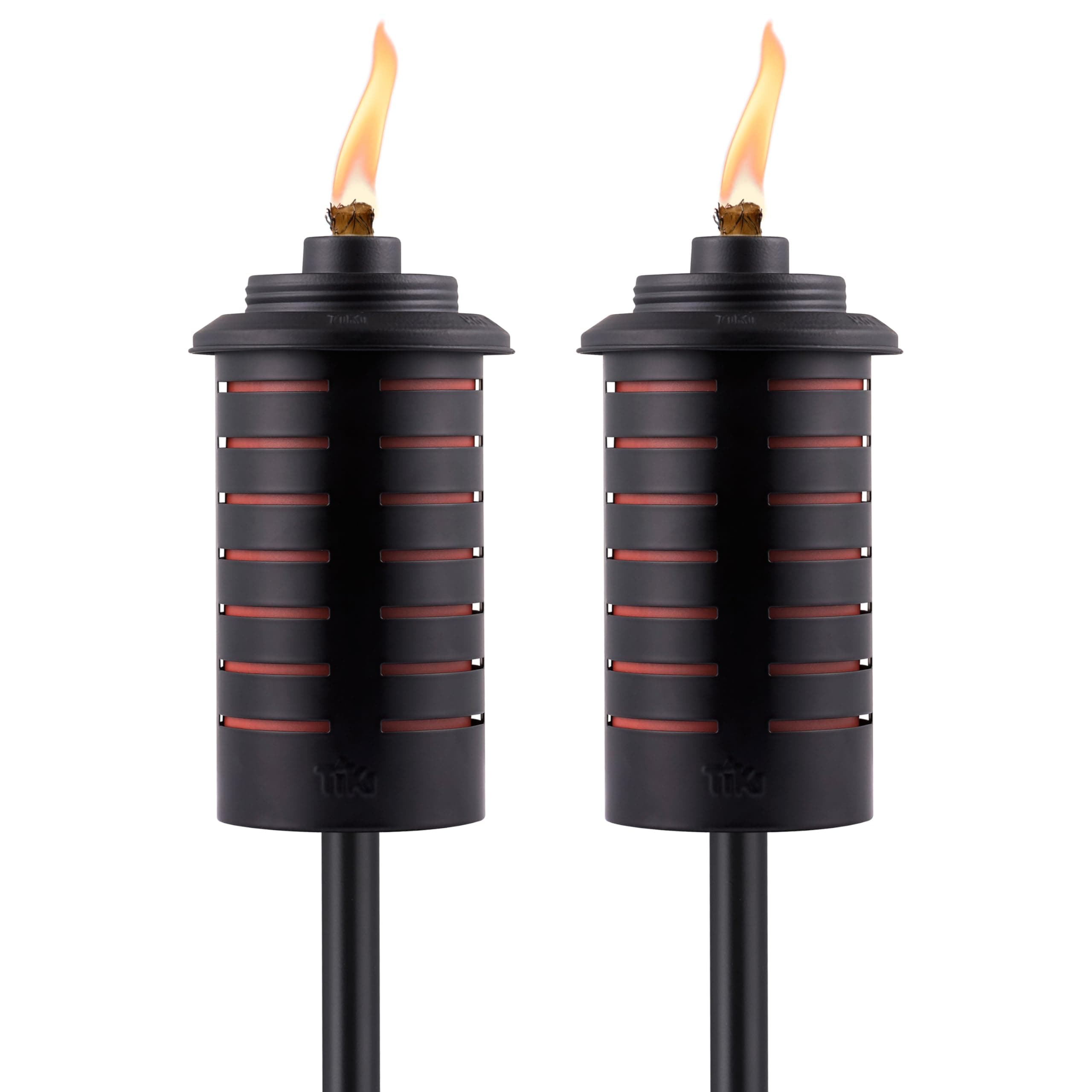 TIKI Metal Black and Orange Easy Install Outdoor Torches, 2-Pack