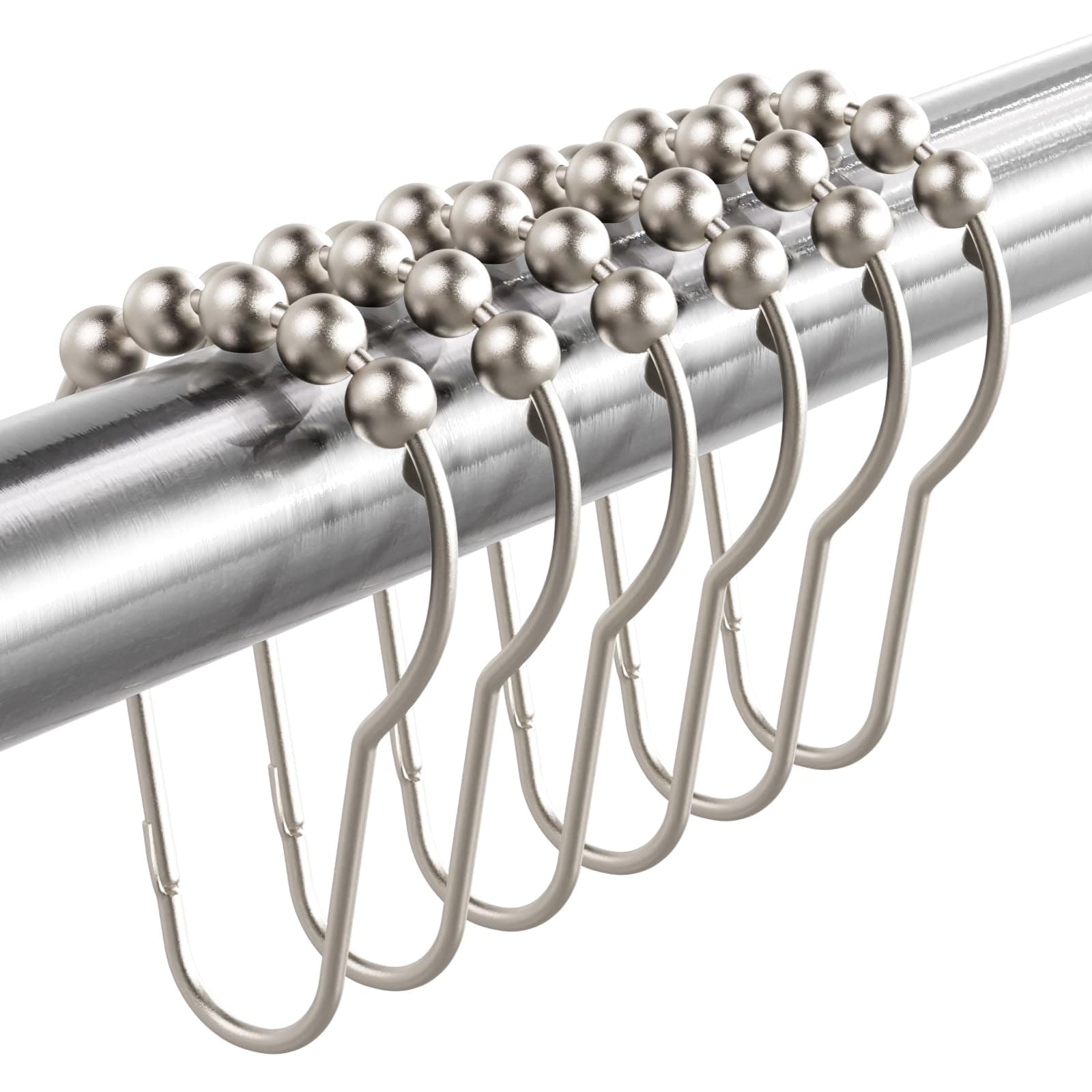 Titanker Shower Curtain Hooks - Nickel, Set of 12