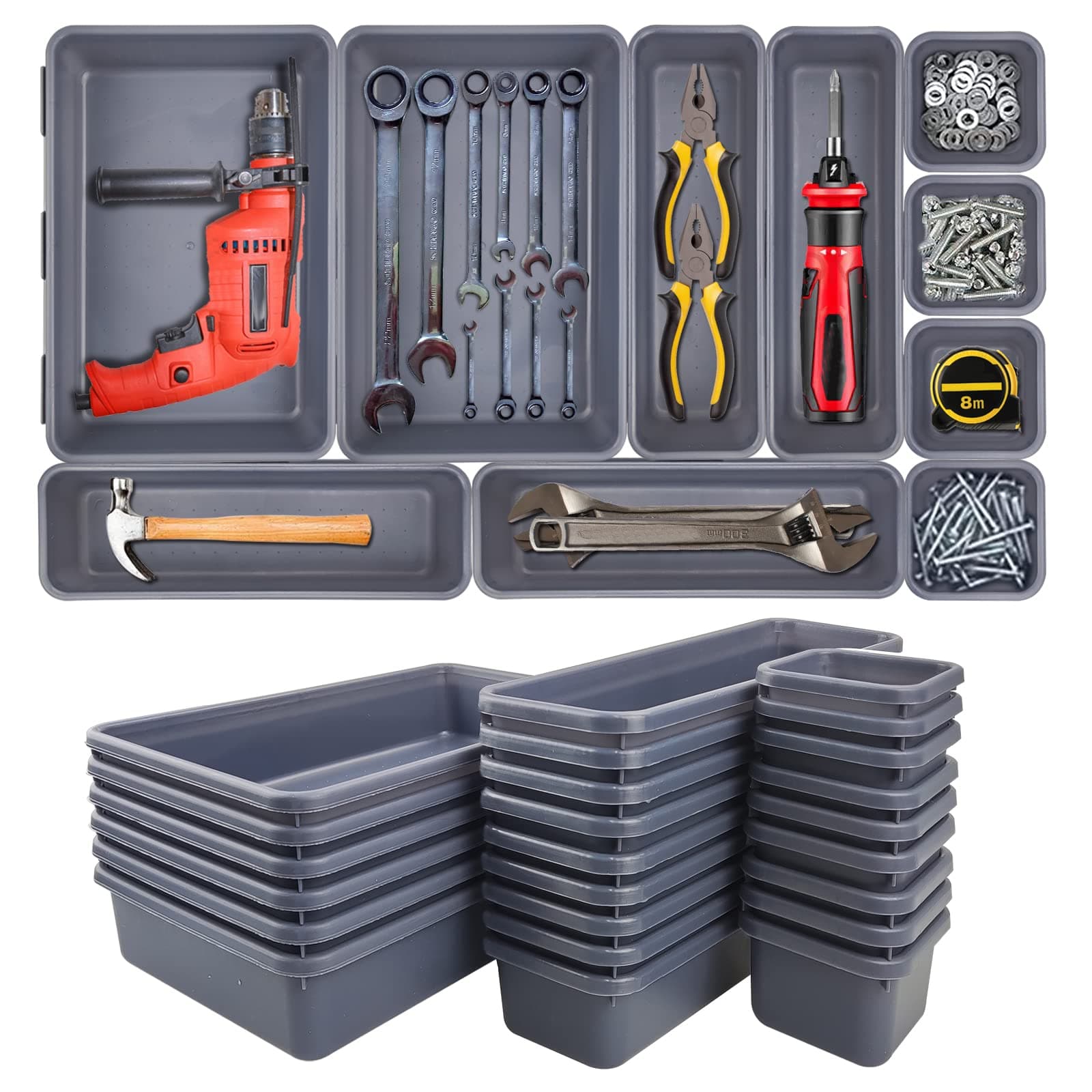 24-Pack Tool Box Organizer with Tray Dividers for Silverware and Hardware