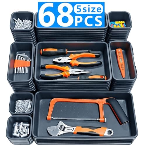 68PCS Toolbox Drawer Organizer Tray Set, 5 Sizes