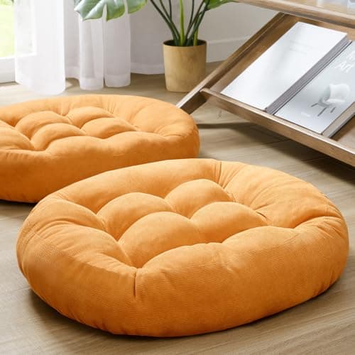 Tufted Corduroy Round Floor Cushion Set of 2