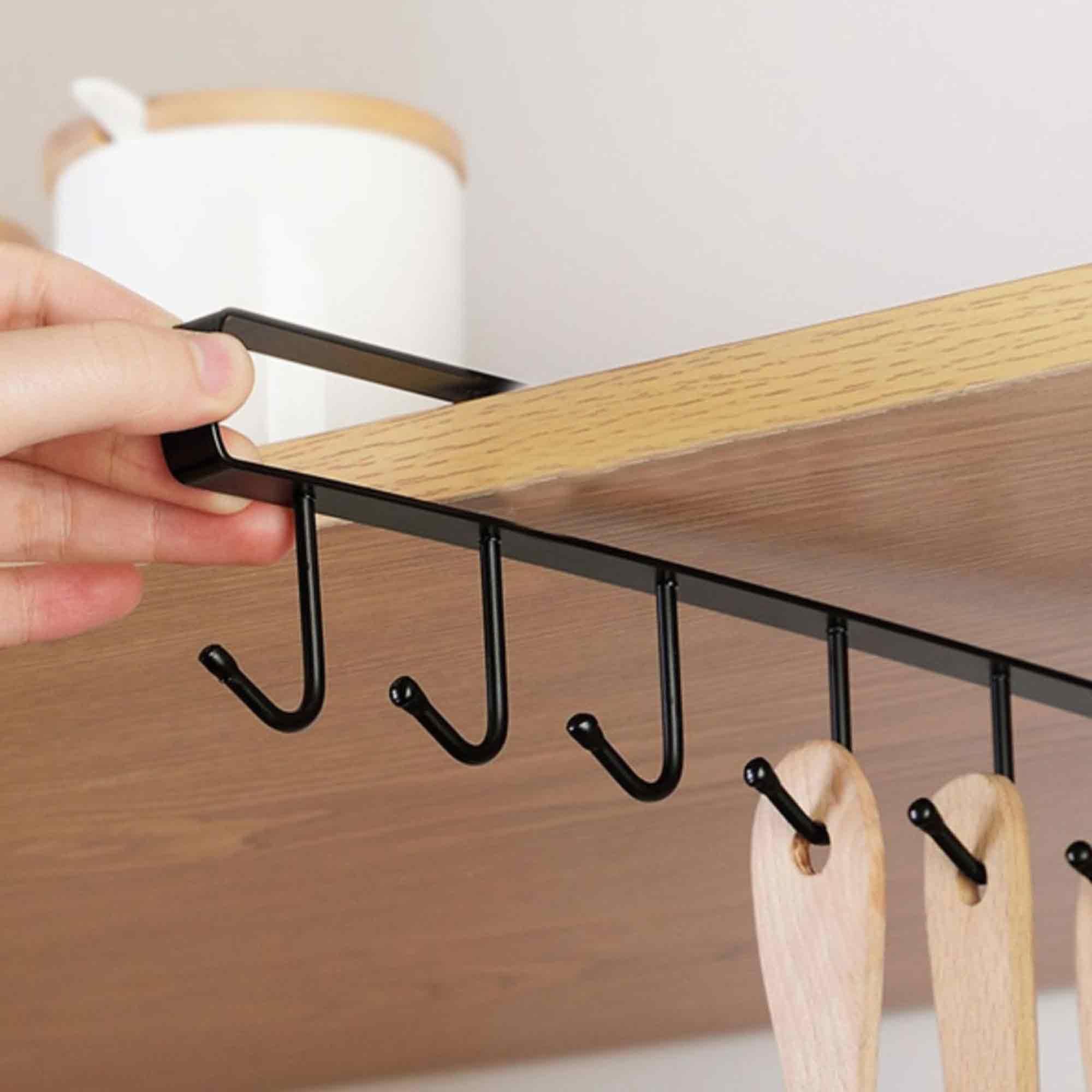 Under Cabinet Mug Rack with Hooks