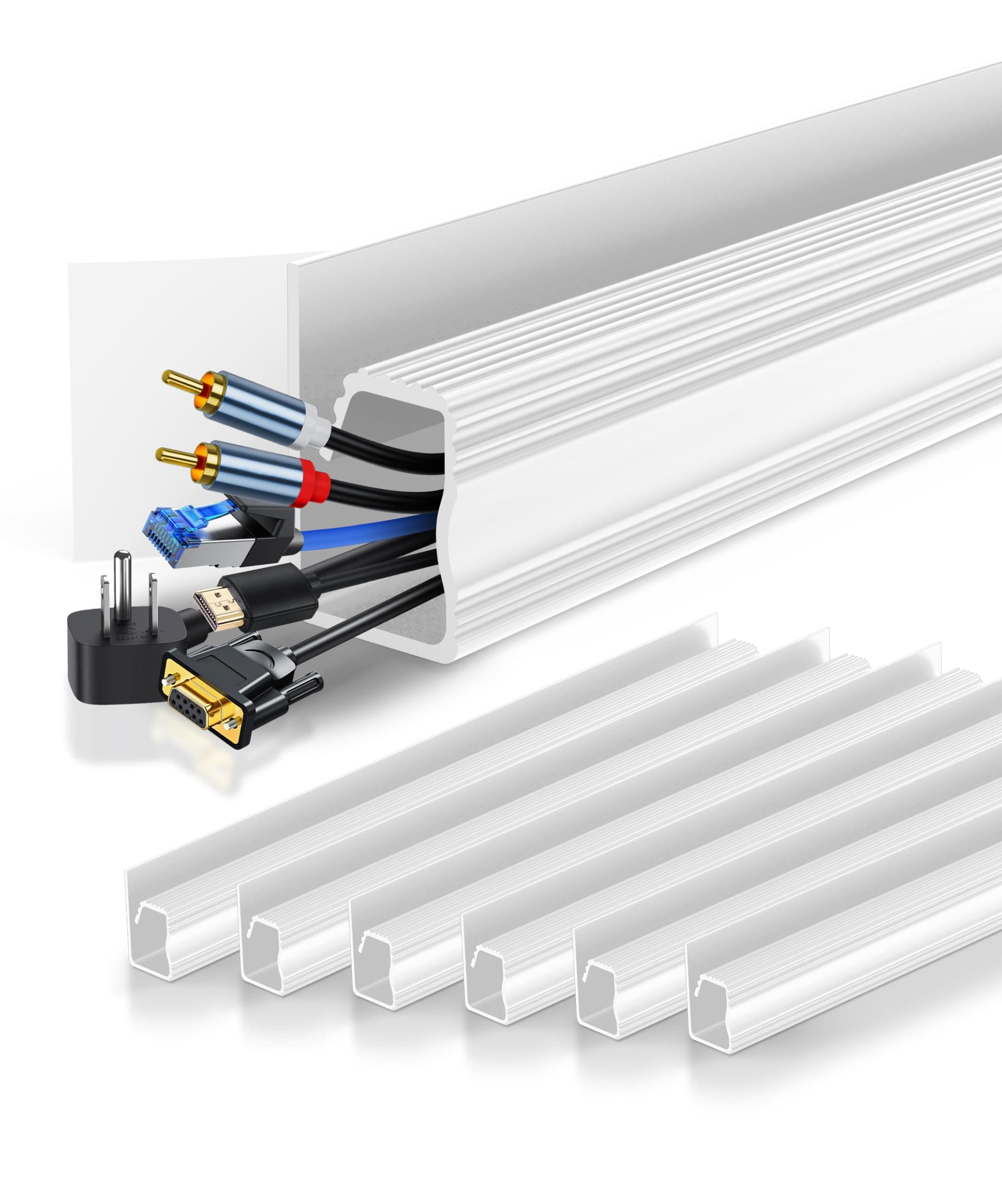 Under-Desk Cable Management Box, Adhesive Mount, White