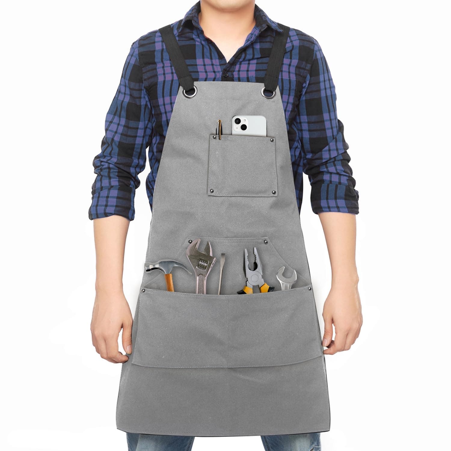 Utility Work Apron 12 Pockets Cross-Back Straps