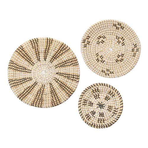 uxcell Bohemian Wall Basket Decor Set, 3-Piece Straw