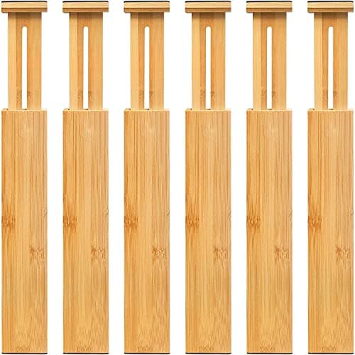 VaeFae Adjustable Bamboo Drawer Dividers — 6-Pack