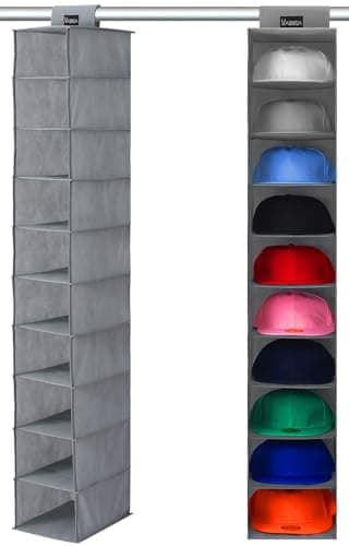 VAESIDA 10-Shelf Hat Rack Hanging Closet Organizer Black