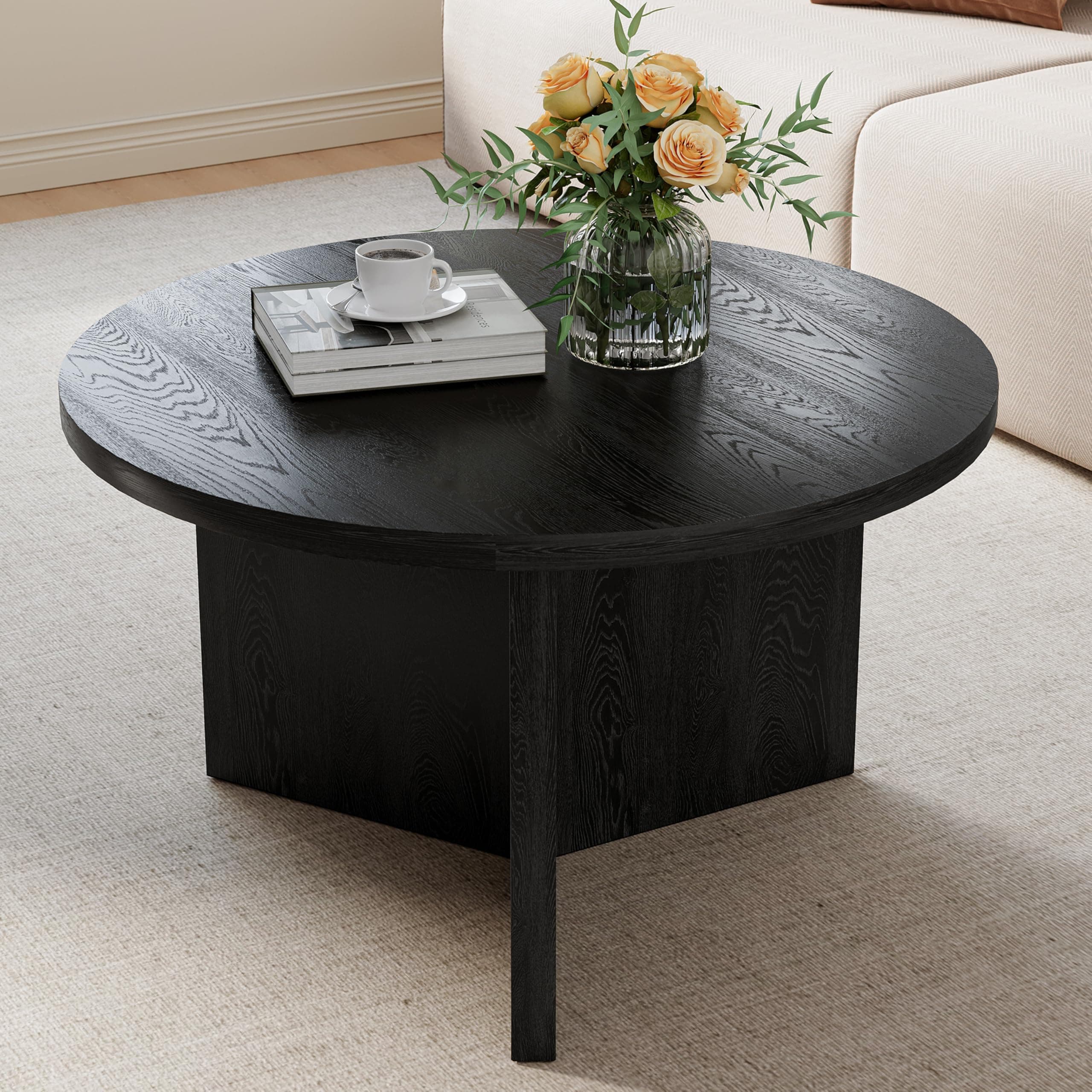 Vanrohe Small Round Coffee Table — Rustic Brown, 23.5 in.